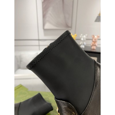 Gucci Ankle Boots in Black Leather with Horsebit GGSS24006