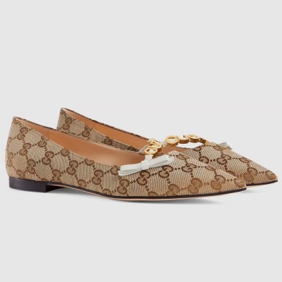 Gucci Ballet Flats in GG Canvas with GUCCI Metal GGSS24043