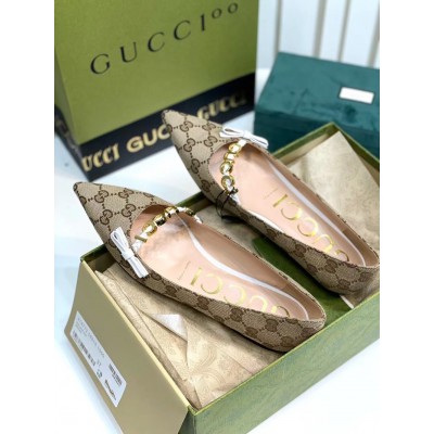 Gucci Ballet Flats in GG Canvas with GUCCI Metal GGSS24043