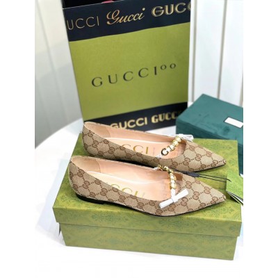 Gucci Ballet Flats in GG Canvas with GUCCI Metal GGSS24043