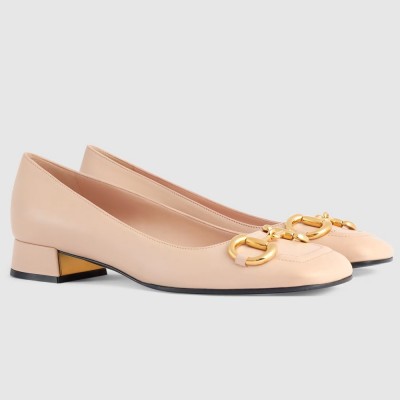 Gucci Ballet Flats in Light Pink Leather with Horsebit GGSS24044