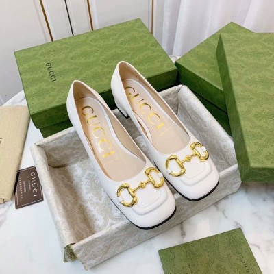 Gucci Ballet Flats in White Leather with Horsebit GGSS24046