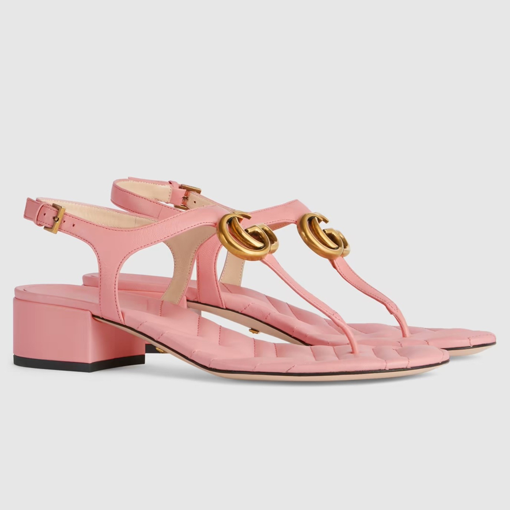 Gucci Double G Sandals in Pink Leather GGSS24176