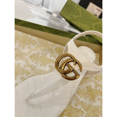 Gucci Double G Sandals in White Leather GGSS24177