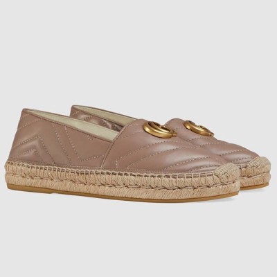 Gucci Espadrilles in Dusty Pink Matelasse Leather with Double G GGSS24026