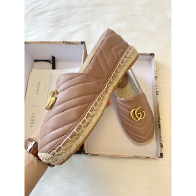 Gucci Espadrilles in Dusty Pink Matelasse Leather with Double G GGSS24026