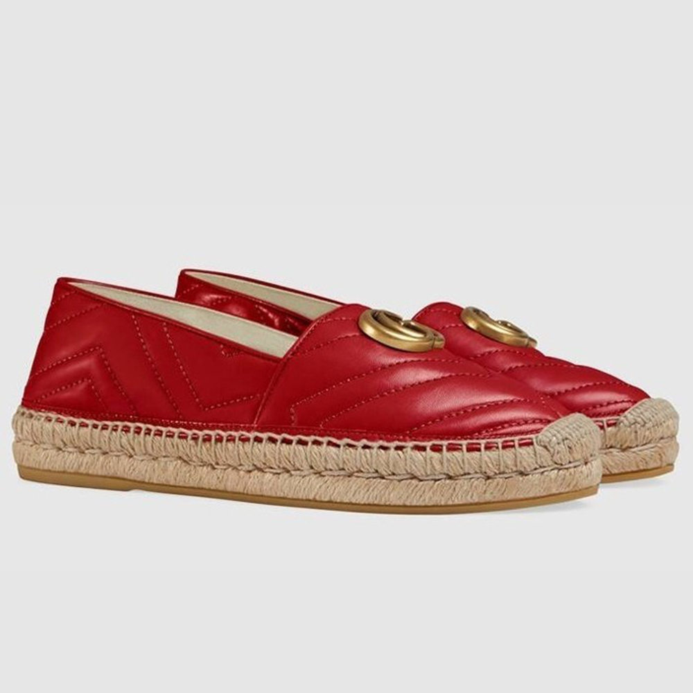 Gucci Espadrilles in Red Matelasse Leather with Double G GGSS24029