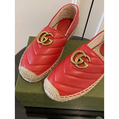 Gucci Espadrilles in Red Matelasse Leather with Double G GGSS24029