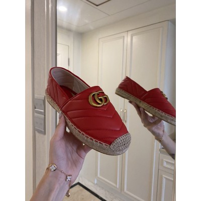 Gucci Espadrilles in Red Matelasse Leather with Double G GGSS24029