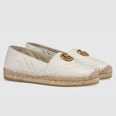 Gucci Espadrilles in White Matelasse Leather with Double G GGSS24030