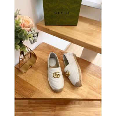 Gucci Espadrilles in White Matelasse Leather with Double G GGSS24030