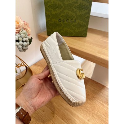 Gucci Espadrilles in White Matelasse Leather with Double G GGSS24030