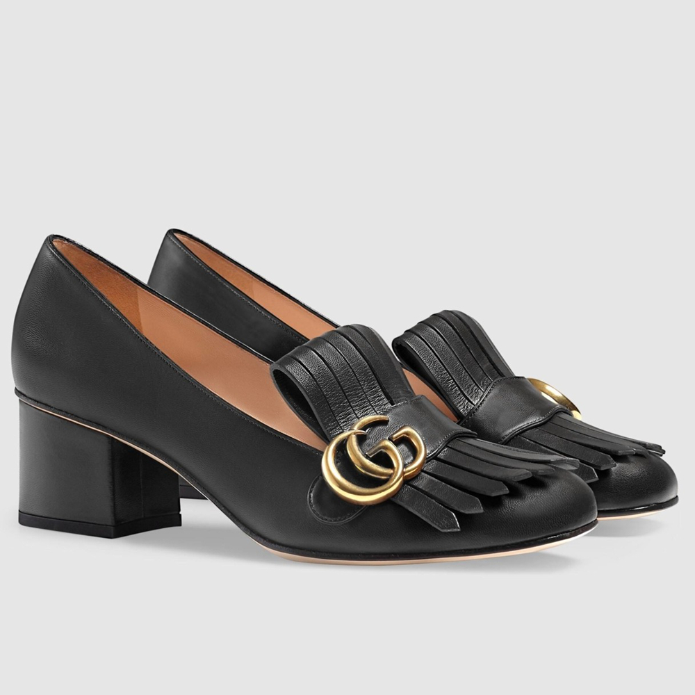 Gucci Fringed Pumps 50mm In Black Leather GGSS24135