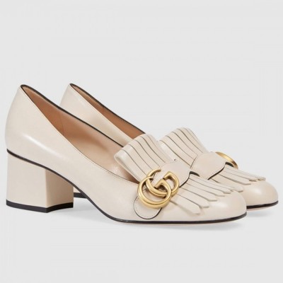 Gucci Fringed Pumps 50mm In White Leather GGSS24136