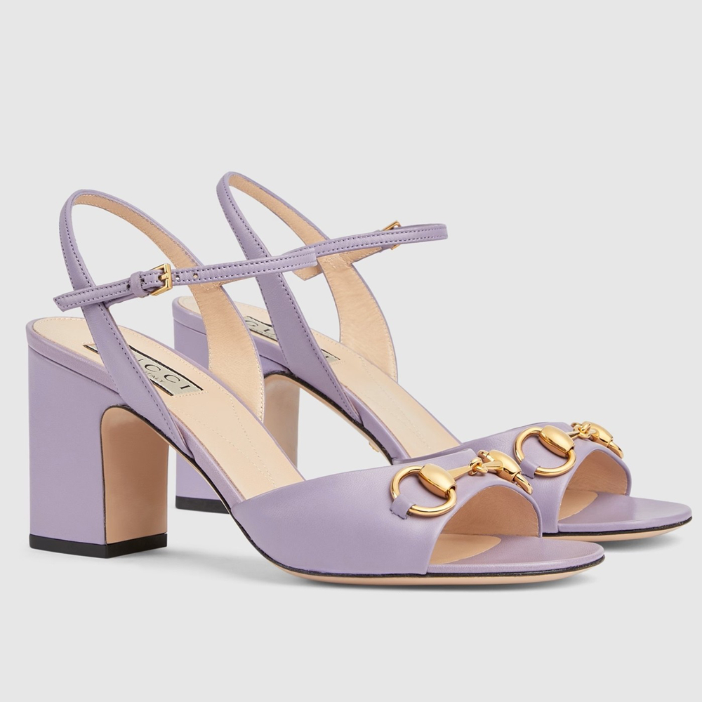 Gucci Horsebit 75mm Sandals in Lilas Leather GGSS24183