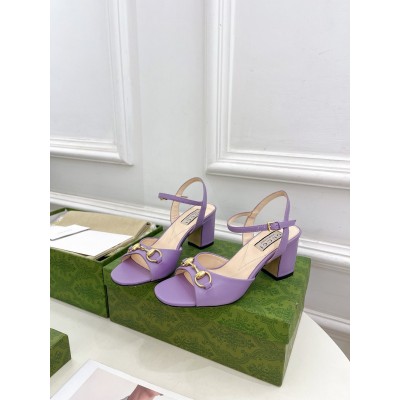 Gucci Horsebit 75mm Sandals in Lilas Leather GGSS24183