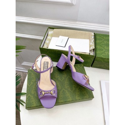 Gucci Horsebit 75mm Sandals in Lilas Leather GGSS24183