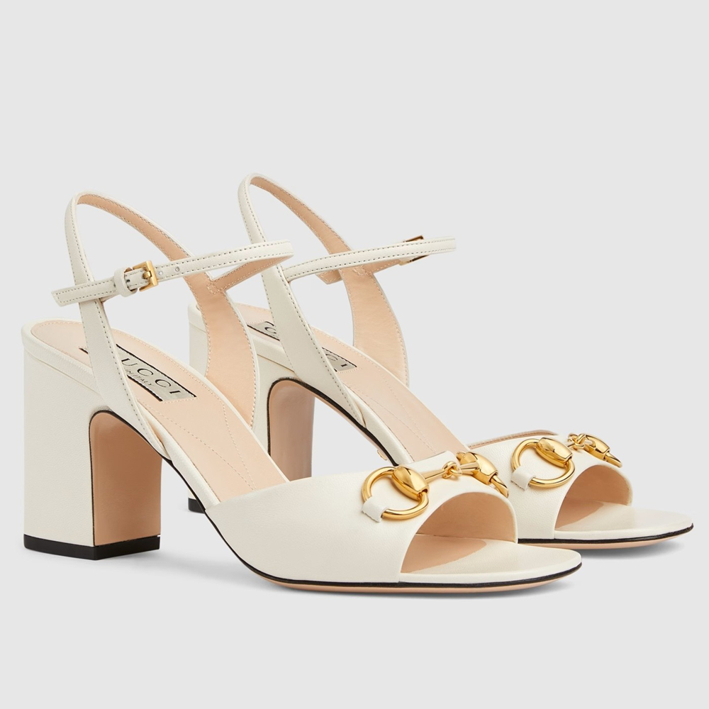 Gucci Horsebit 75mm Sandals in White Leather GGSS24184