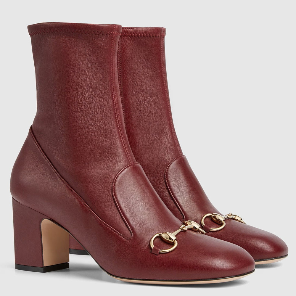 Gucci Horsebit Ankle Boots 75mm in Red Leather GGSS24019