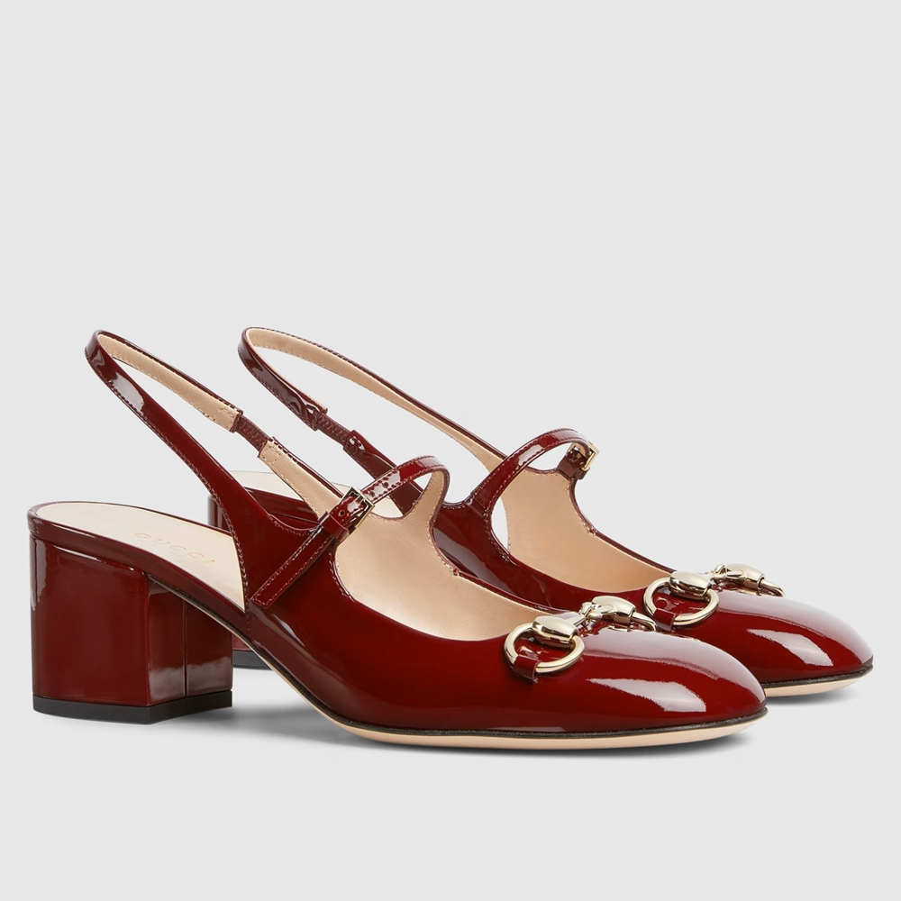 Gucci Horsebit Mary Jane Pumps in Red Patent Calfskin GGSS24139