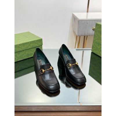 Gucci Horsebit Pumps 75mm in Black Leather GGSS24140