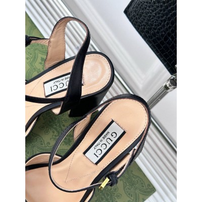 Gucci Horsebit Sandals 95mm in Black Leather GGSS24188