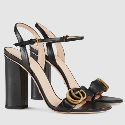 Gucci Marmont Sandals 105mm in Black Leather GGSS24201