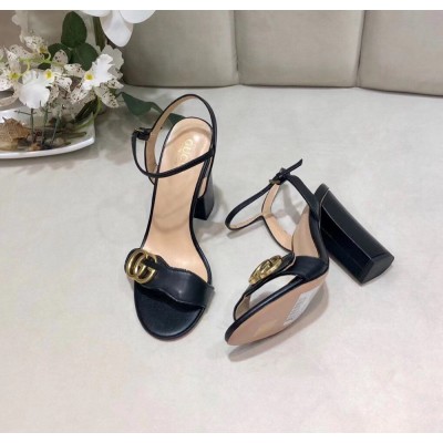 Gucci Marmont Sandals 105mm in Black Leather GGSS24201