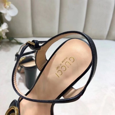 Gucci Marmont Sandals 105mm in Black Leather GGSS24201