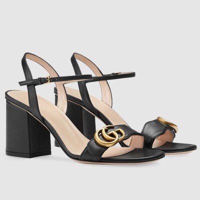 Gucci Marmont Sandals 75mm in Black Leather GGSS24202