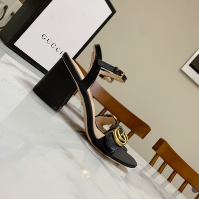 Gucci Marmont Sandals 75mm in Black Leather GGSS24202