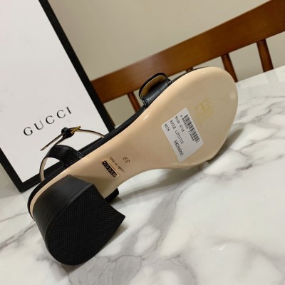 Gucci Marmont Sandals 75mm in Black Leather GGSS24202