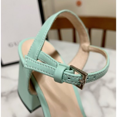 Gucci Marmont Sandals 75mm in Pastel Green Leather GGSS24204