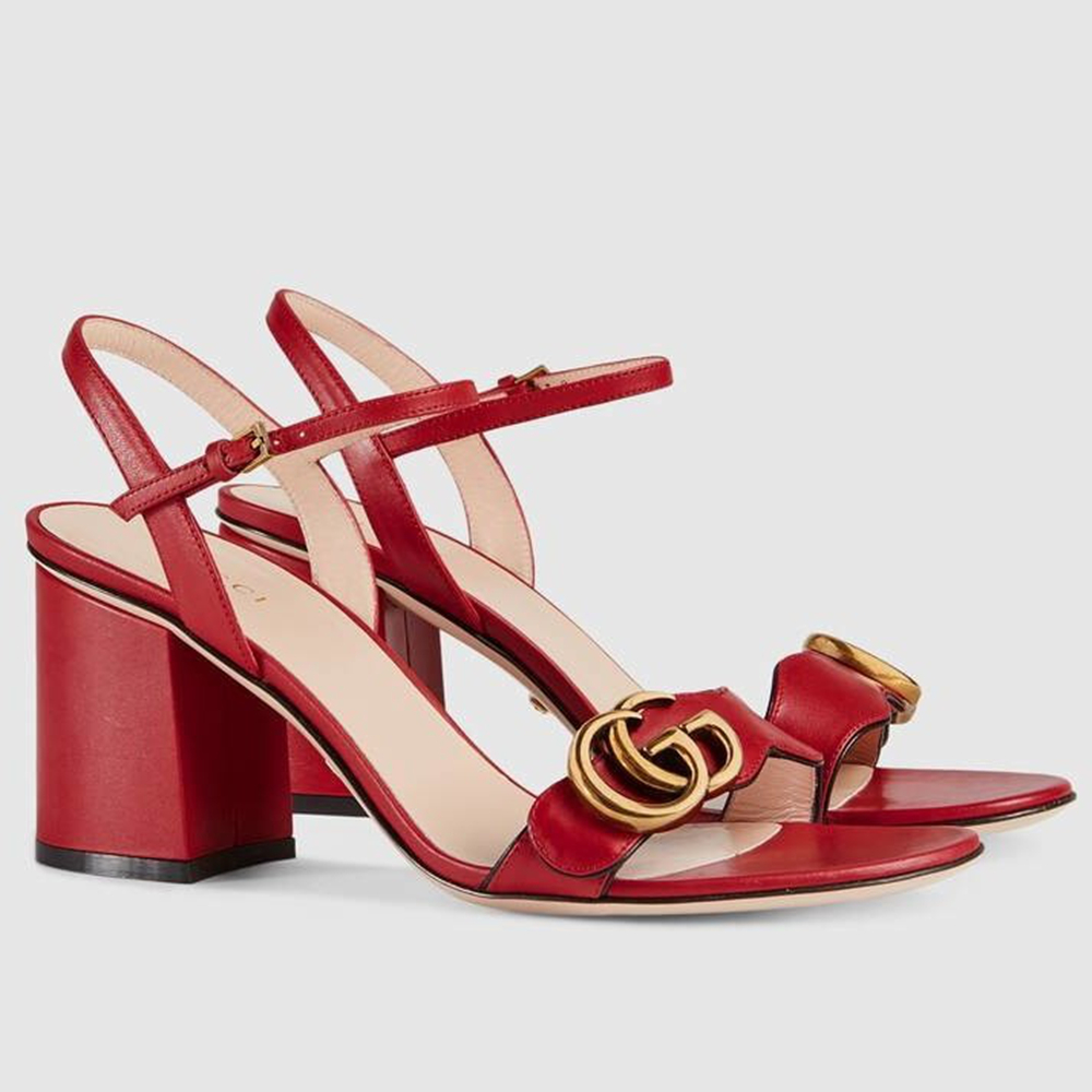 Gucci Marmont Sandals 75mm in Red Leather GGSS24206