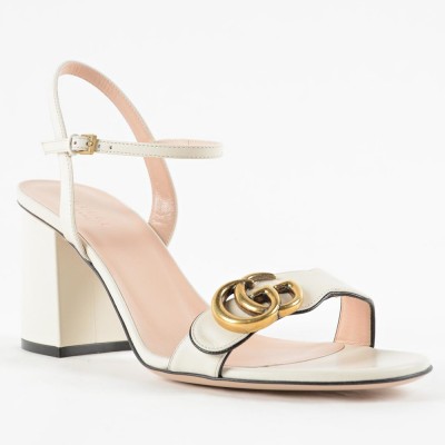 Gucci Marmont Sandals 75mm in White Leather GGSS24207