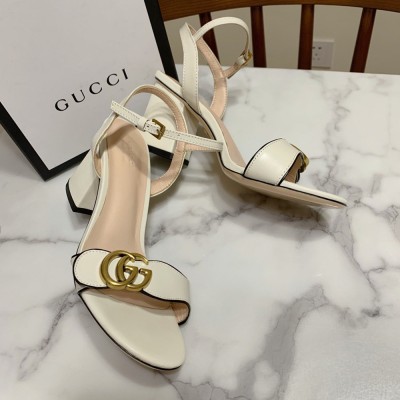 Gucci Marmont Sandals 75mm in White Leather GGSS24207