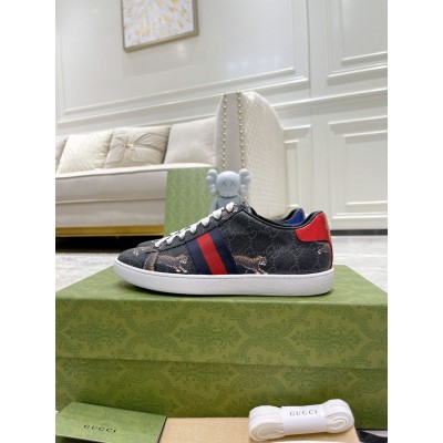 Gucci Men's Ace Sneakers in Black GG Canvas with Tigers Print GGSS24304