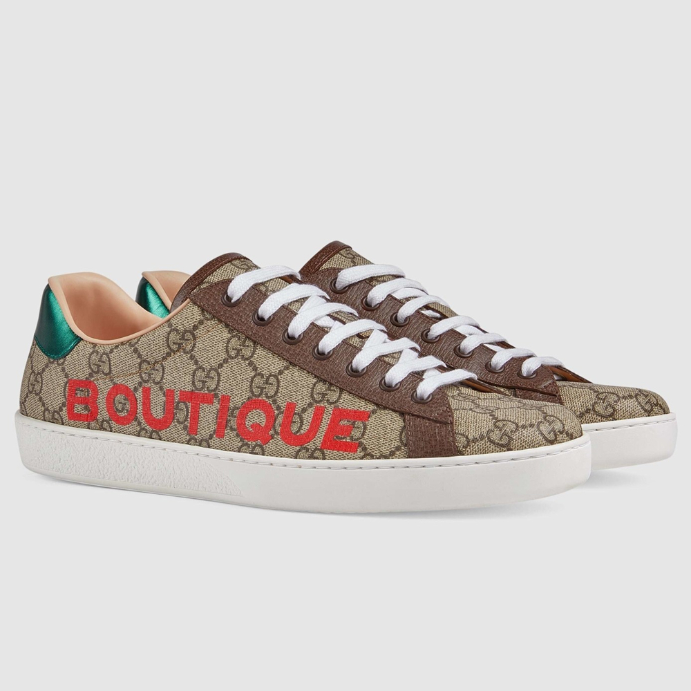 Gucci Men's Ace Sneakers in GG Canvas with Boutique Print GGSS24312