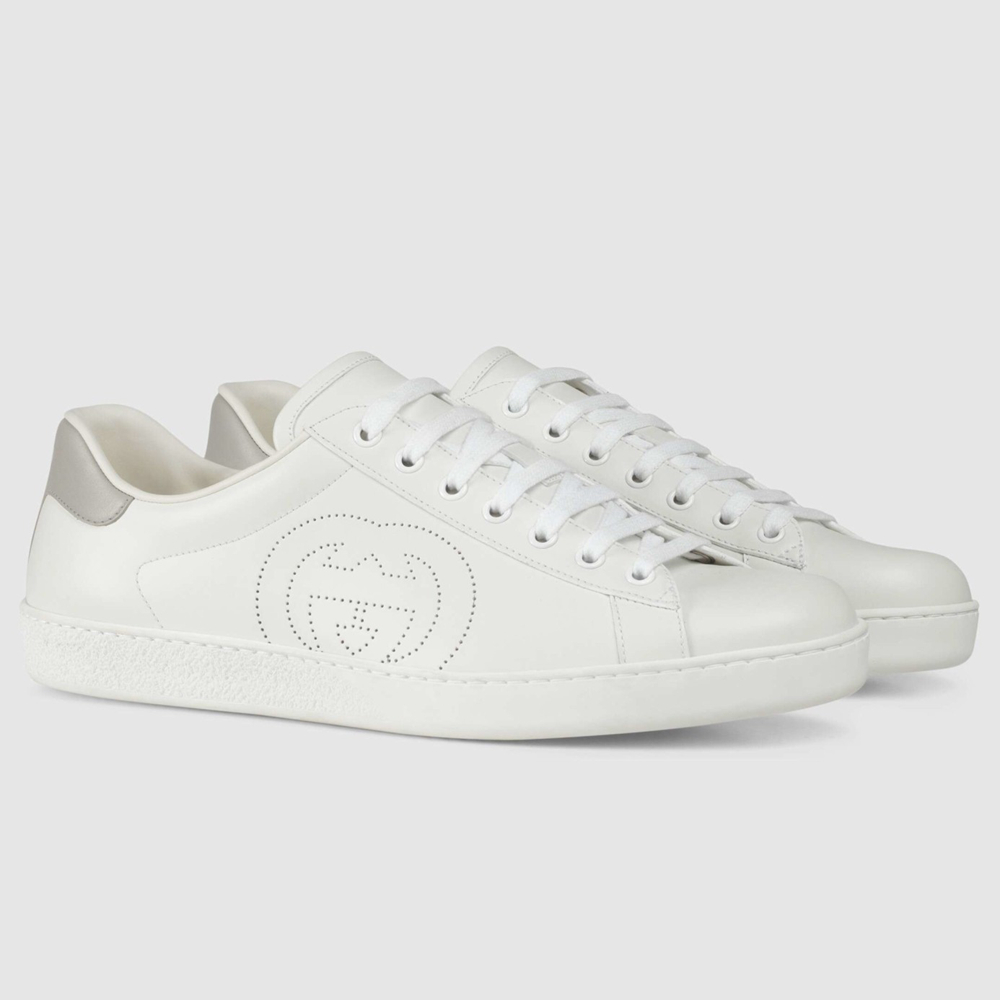 Gucci Men's Ace Sneakers in White Leather with Interlocking G GGSS24316