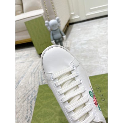 Gucci Men's Ace Sneakers in White Leather with Tennis Print GGSS24318