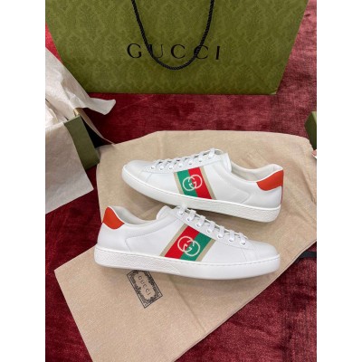 Gucci Men's Ace Sneakers in White Leather with Web Interlocking G GGSS24319