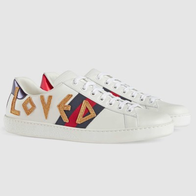 Gucci Men's Ace Sneakers with Embroidered Loved GGSS24321