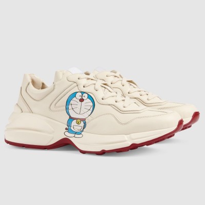 Gucci Men's Doraemon x Gucci Rhyton Sneakers in White Leather GGSS24323