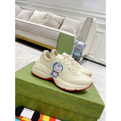 Gucci Men's Doraemon x Gucci Rhyton Sneakers in White Leather GGSS24323