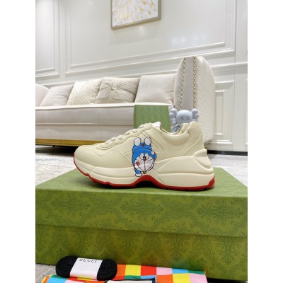 Gucci Men's Doraemon x Gucci Rhyton Sneakers in White Leather GGSS24323