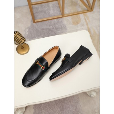 Gucci Men's Horsebit Slip-on Loafer in Black Leather with Web GGSS24076