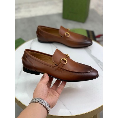 Gucci Men's Jordaan Loafers in Brown Leather GGSS24079