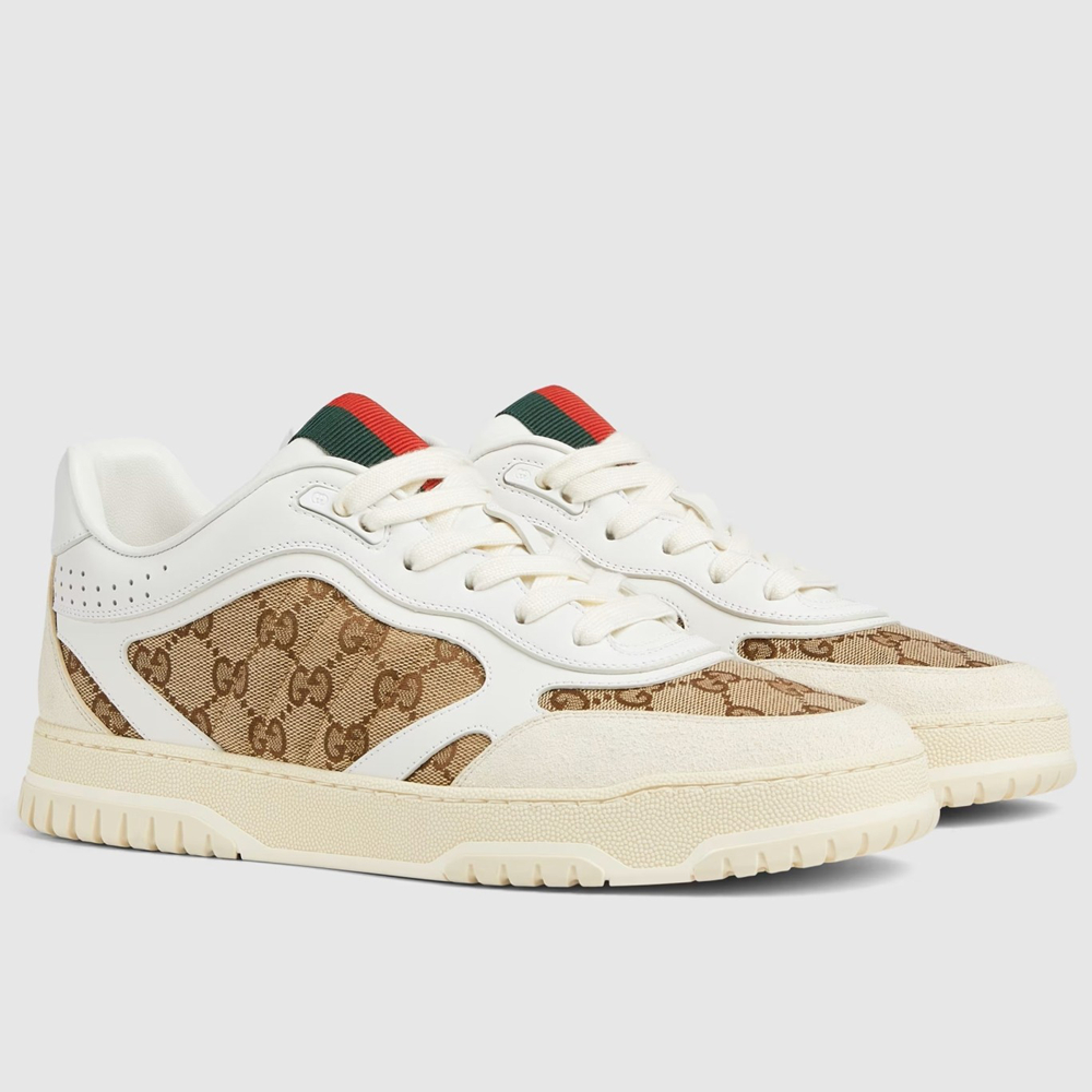 Gucci Men's Re-Web Sneakers in GG Canvas with White Leather GGSS24328