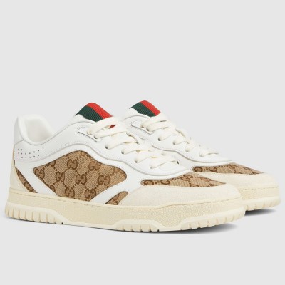 Gucci Men's Re-Web Sneakers in GG Canvas with White Leather GGSS24328