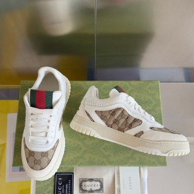 Gucci Men's Re-Web Sneakers in GG Canvas with White Leather GGSS24328